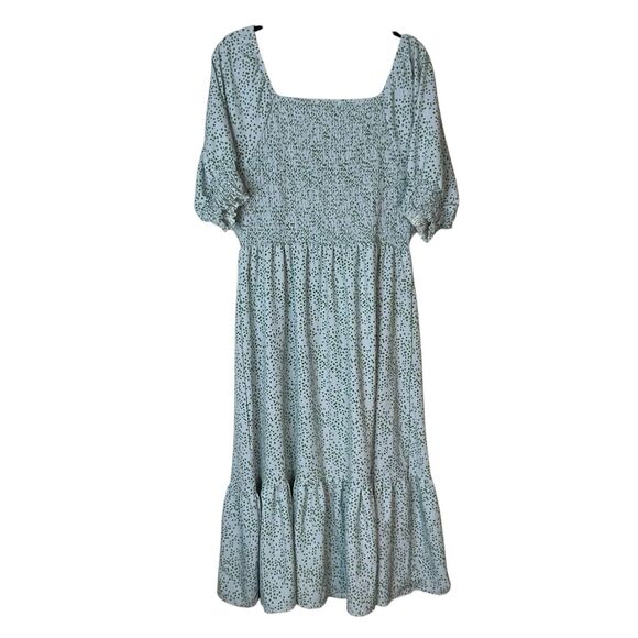 Michelle McDowell Women’s XXL Blue Polka Dot Long Dress Smocked Ruffle - Picture 3 of 6